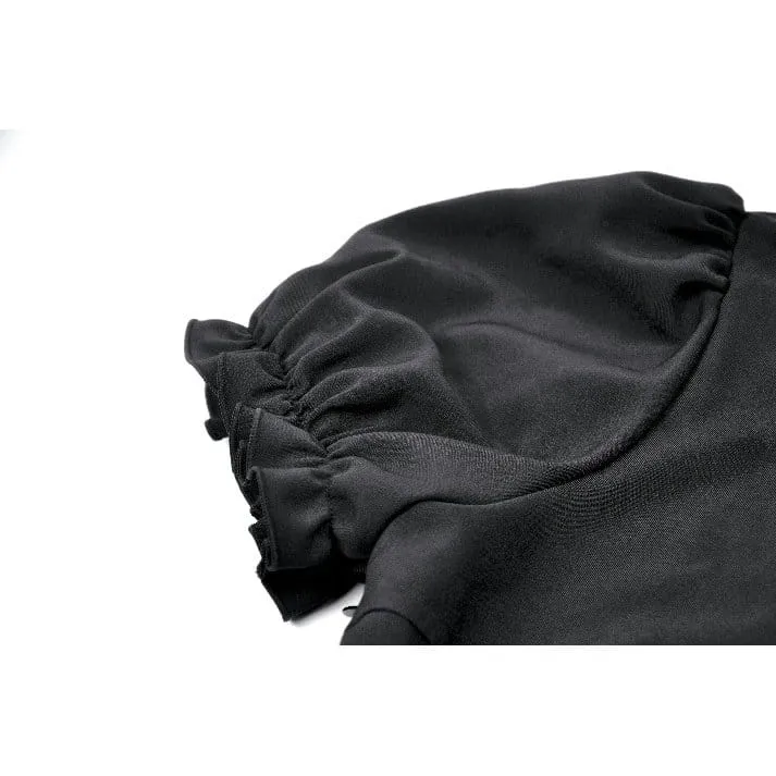 Gothic-Kleid für Damen, zweifarbig, mit Umlegekragen und Puffärmeln