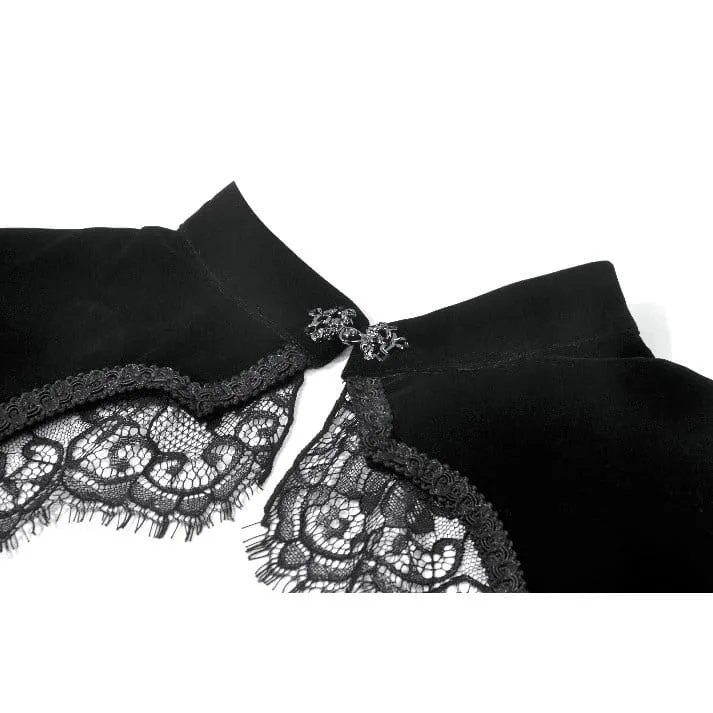 Gothic-Umhang aus Samt für Damen mit Spitzeneinsatz, ausgestellten Ärmeln.