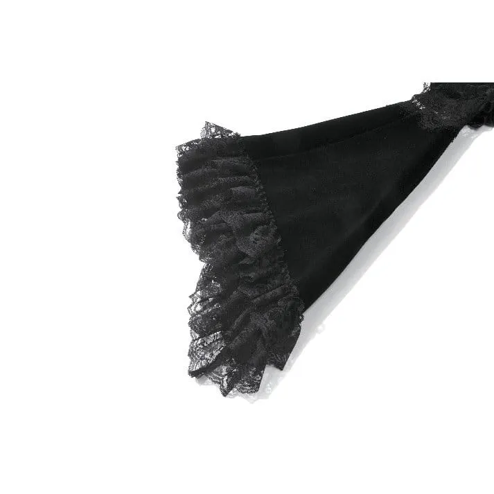 Gothic-Umhang aus Samt für Damen mit Spitzeneinsatz, ausgestellten Ärmeln.