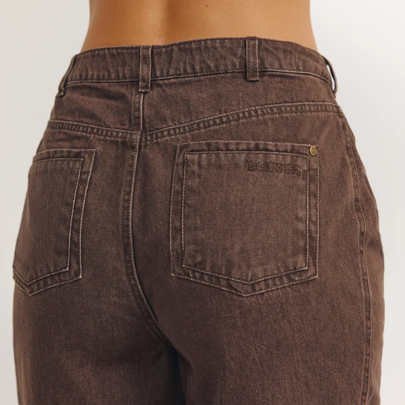 Low-Rise-Jeans mit Weitem Bein - Espresso