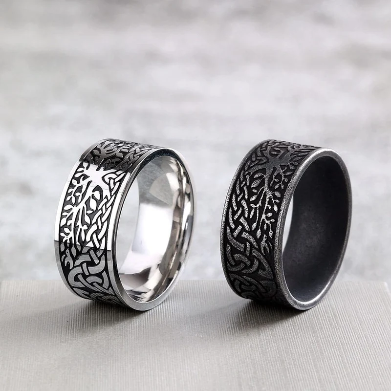 Punk-Vintage-Ring für Herren mit Baumprägung