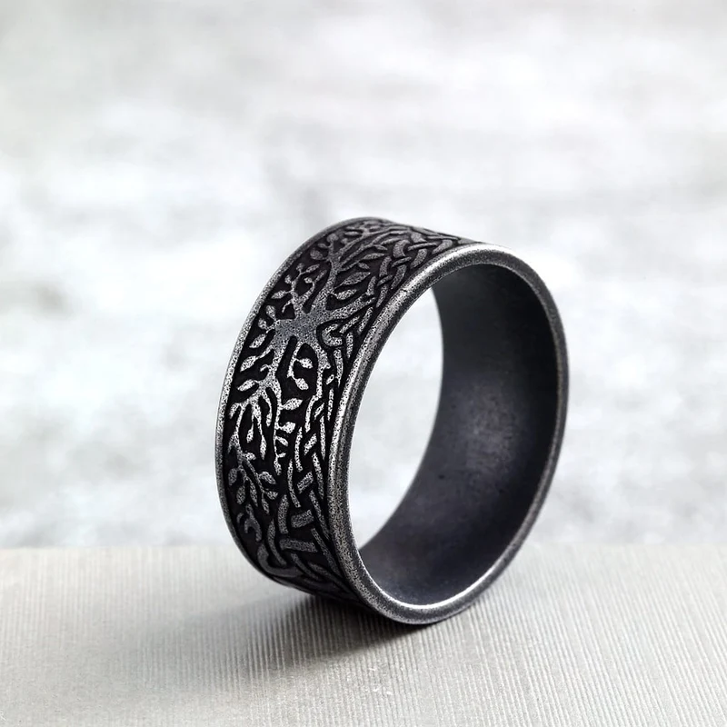 Punk-Vintage-Ring für Herren mit Baumprägung