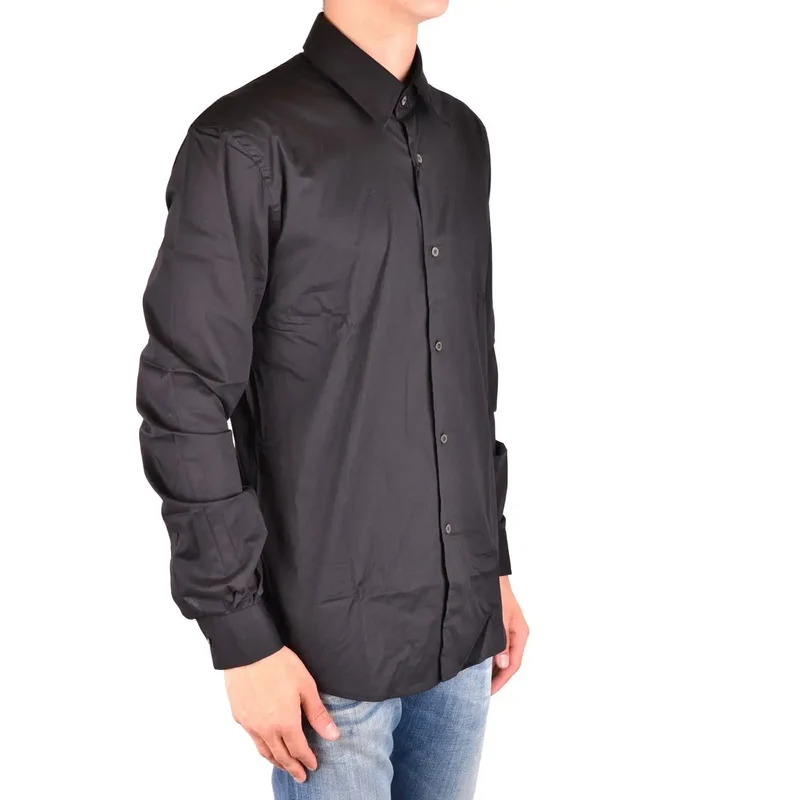 Costume National Herren Schwarzes Baumwoll-Langarmhemd