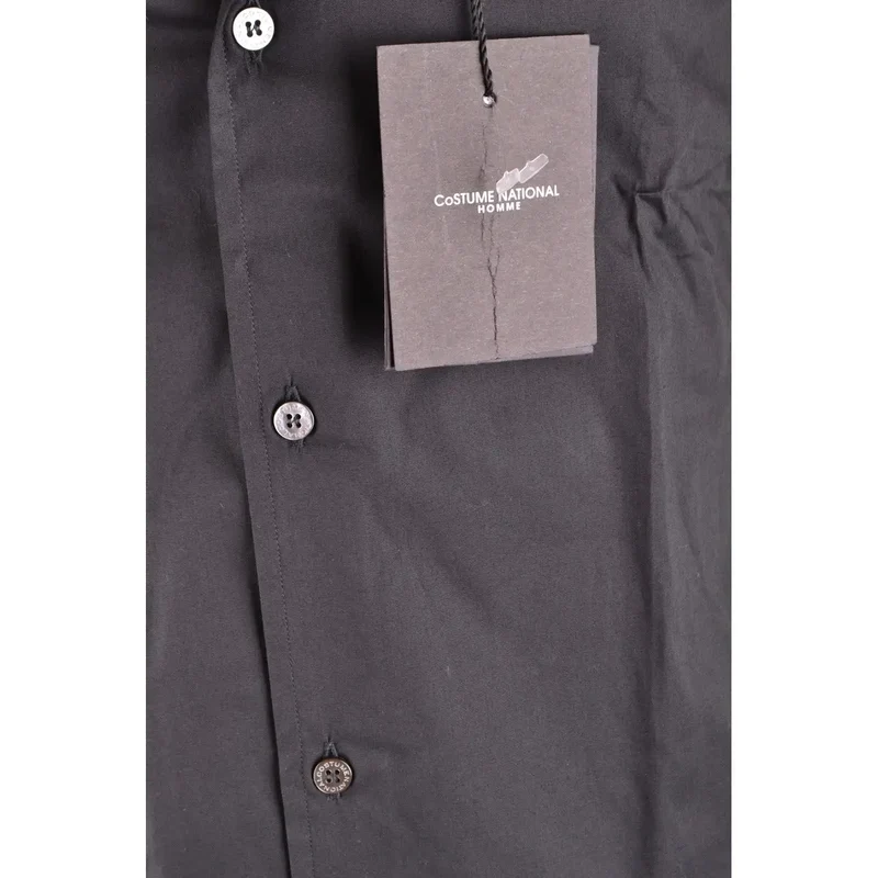 Costume National Herren Schwarzes Baumwoll-Langarmhemd