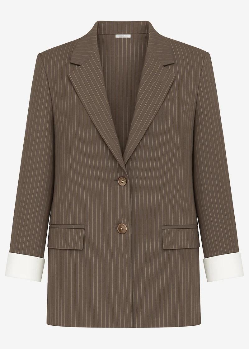 Oversize Blazer mit Nadelstreifen - braun