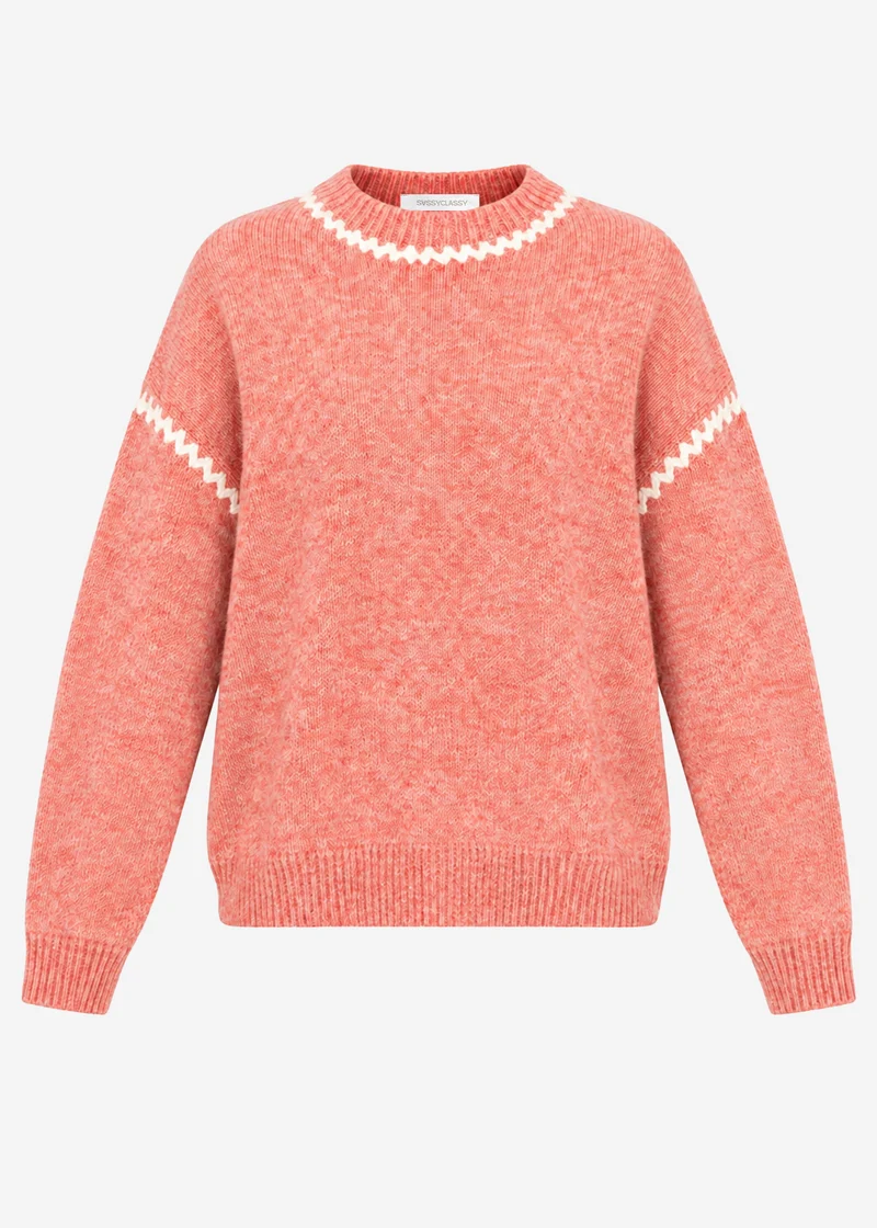 Pullover mit Ziernähten und Wollanteil - lachs
