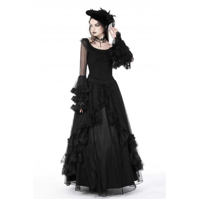Gothic gekräuselter Lagenrock für Damen