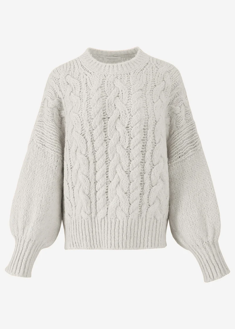 Super flauschiger Pullover mit Zopfmuster - grau