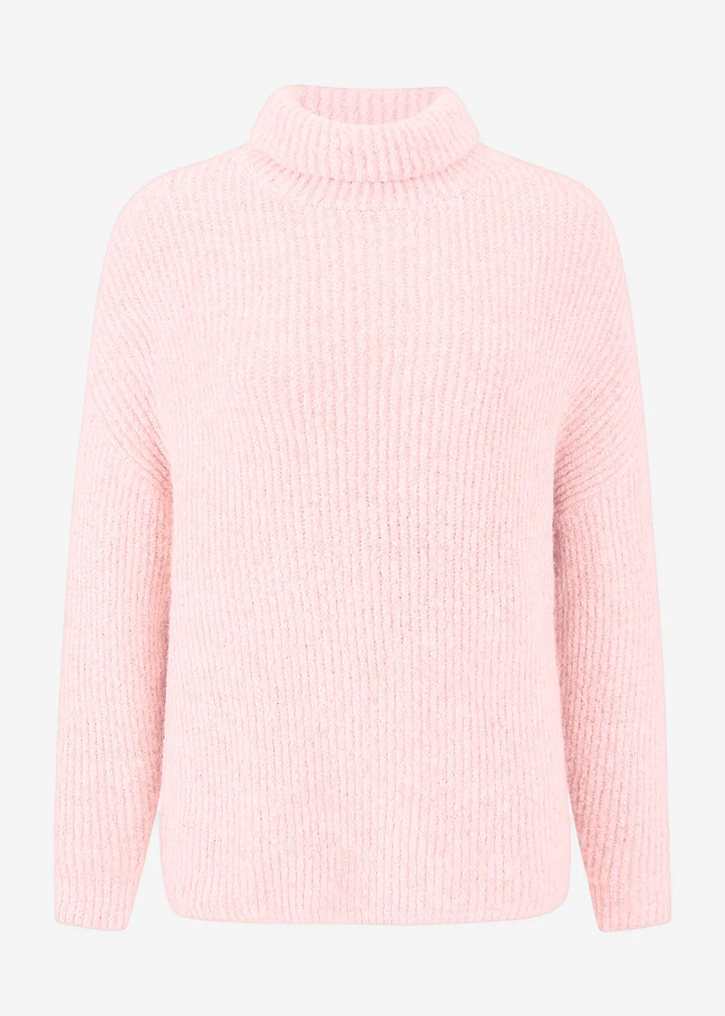 Oversize Rollkragenpullover - rosa