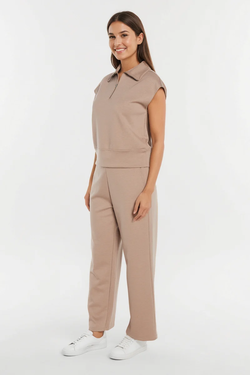 Aria Mock Neck Top | Taupe Gray