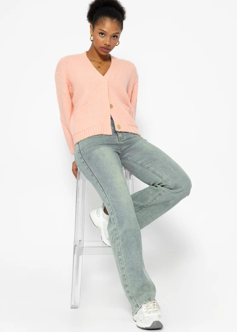 Cardigan mit Druckknöpfen - rosa