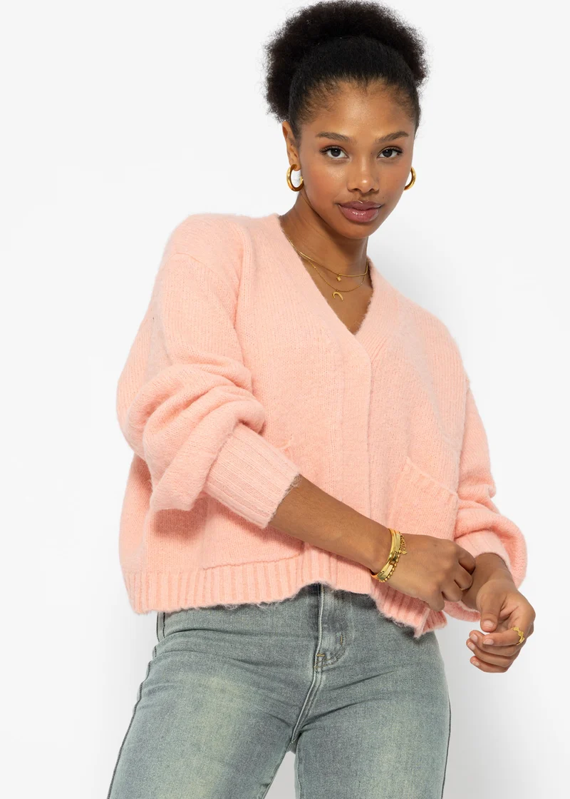 Cardigan mit Druckknöpfen - rosa