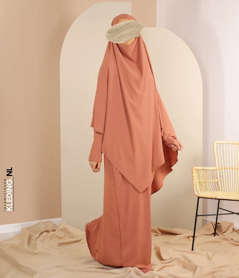 Khimar zum Binden mit Abaya - Marsala