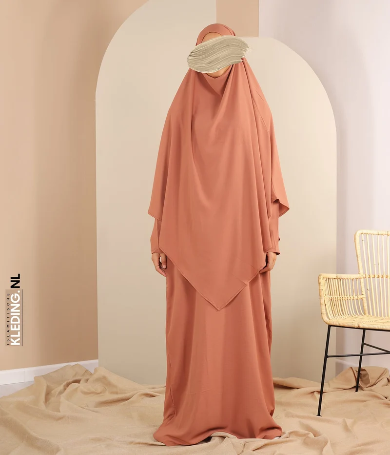 Khimar zum Binden mit Abaya - Marsala