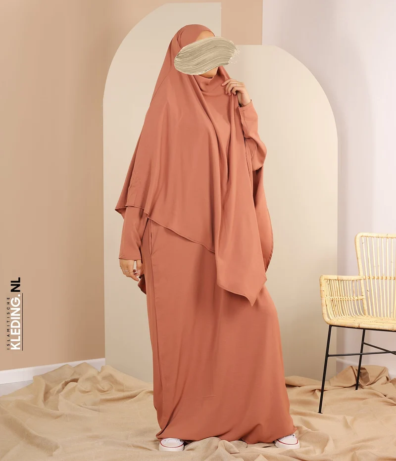 Khimar zum Binden mit Abaya - Marsala