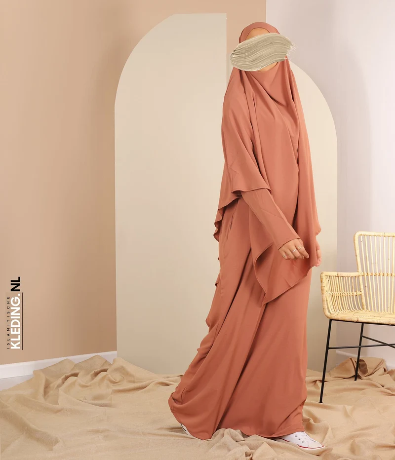 Khimar zum Binden mit Abaya - Marsala