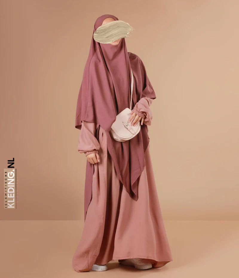 XL Triangle Khimar - Dark Rose