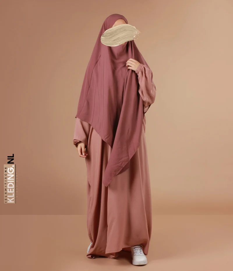XL Triangle Khimar - Dark Rose
