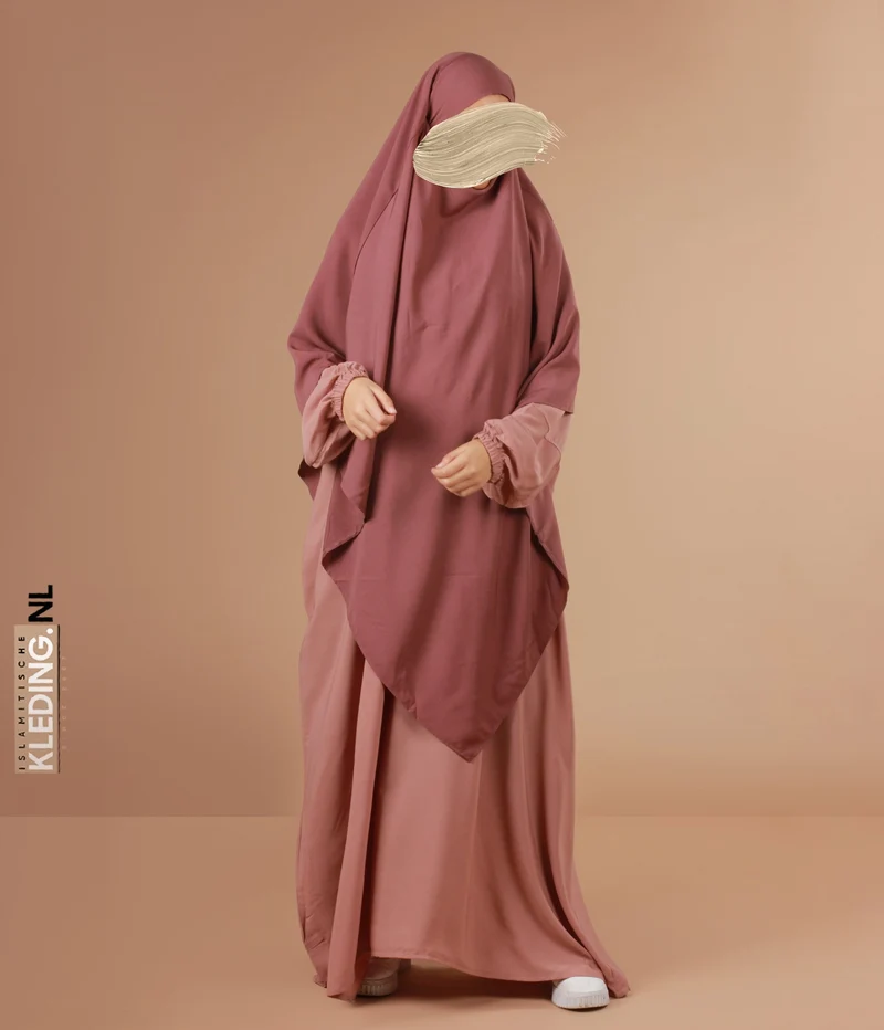 XL Triangle Khimar - Dark Rose