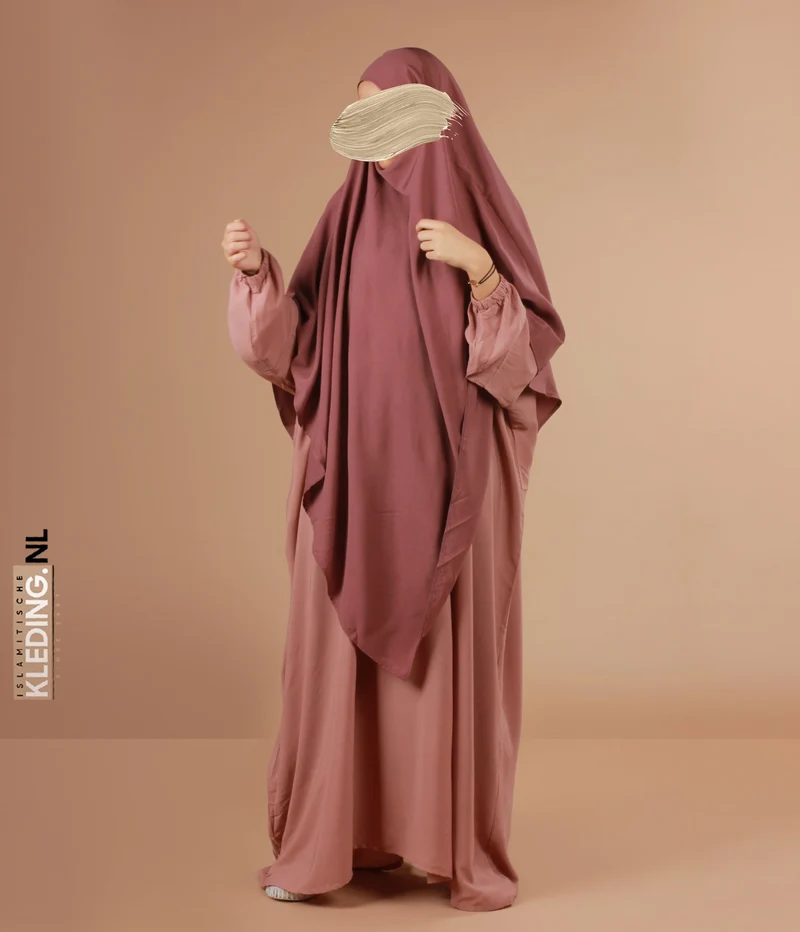 XL Triangle Khimar - Dark Rose
