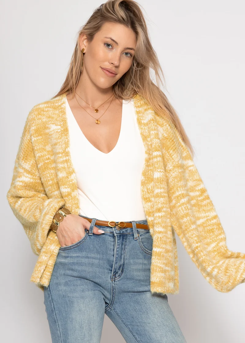 Zweifarbiger Cardigan - gelb