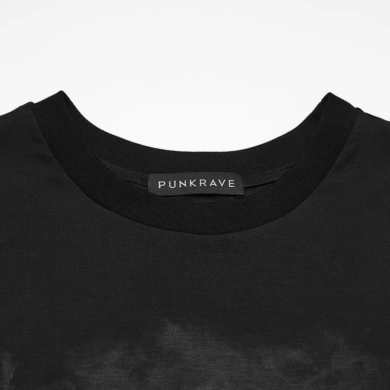 Herren-Punkhemd mit asymmetrischen Schnallenriemen und Print