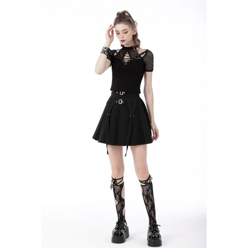 Damen-Punk-Doppelschnallen-Faltenrock