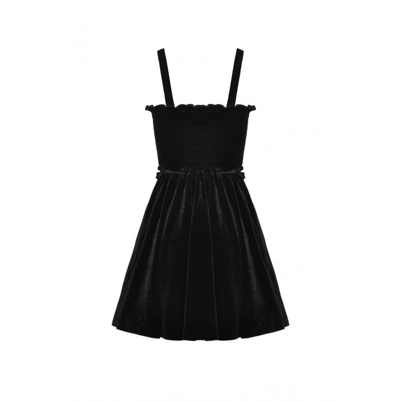 Gothic-Riemchen-Kreuz-Samt-Schlupfkleid für Damen