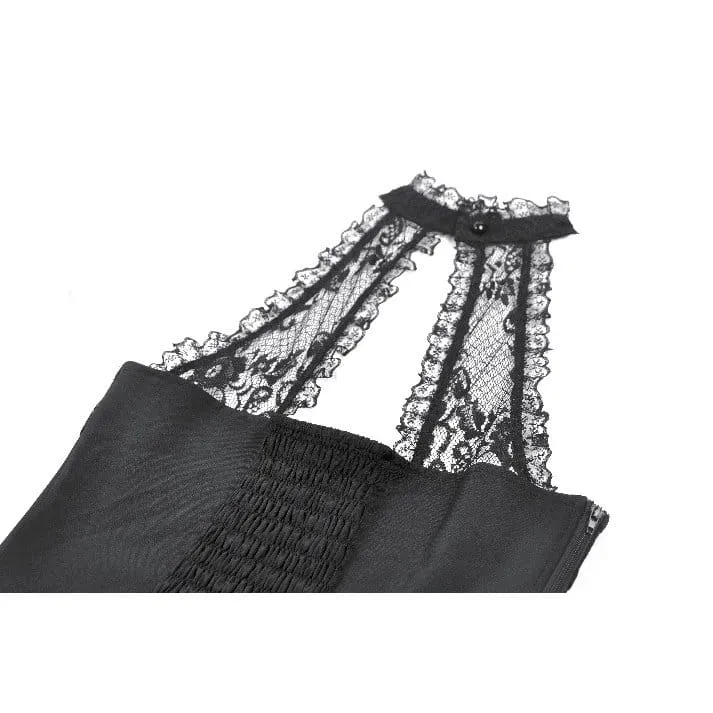 Gothic-Rose-Neckholder-Top für Damen mit Raffungen