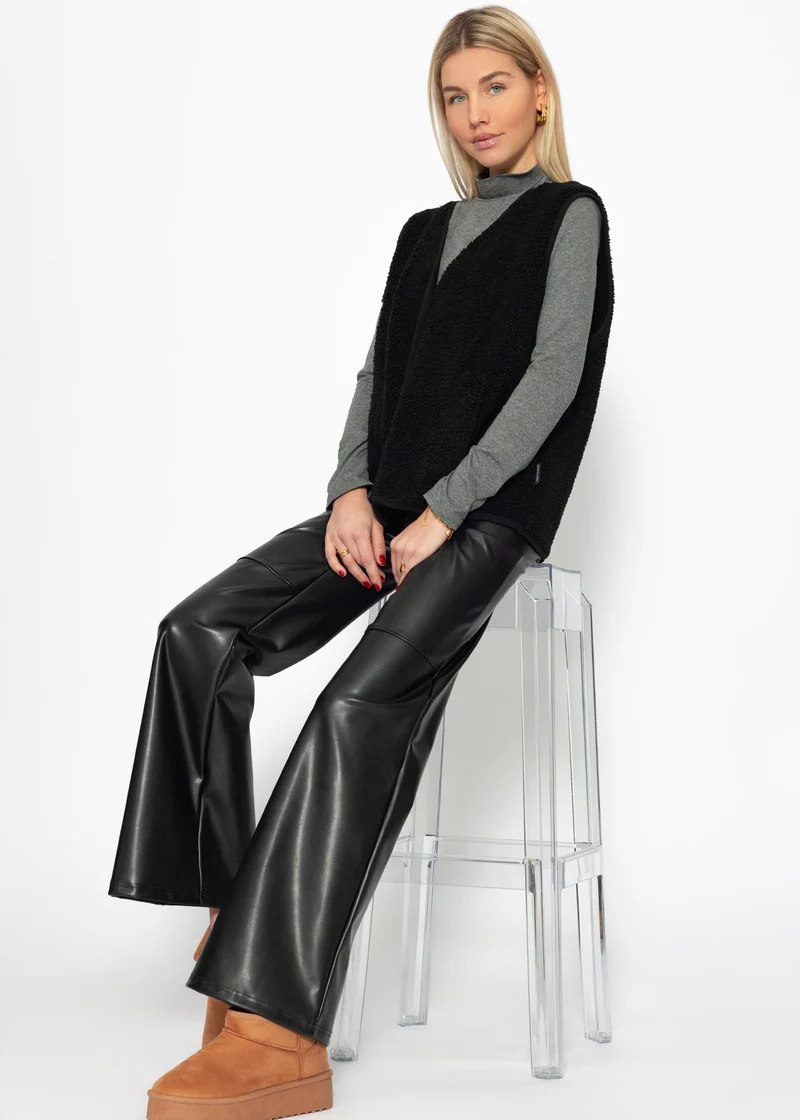 Oversize Teddy Weste - schwarz