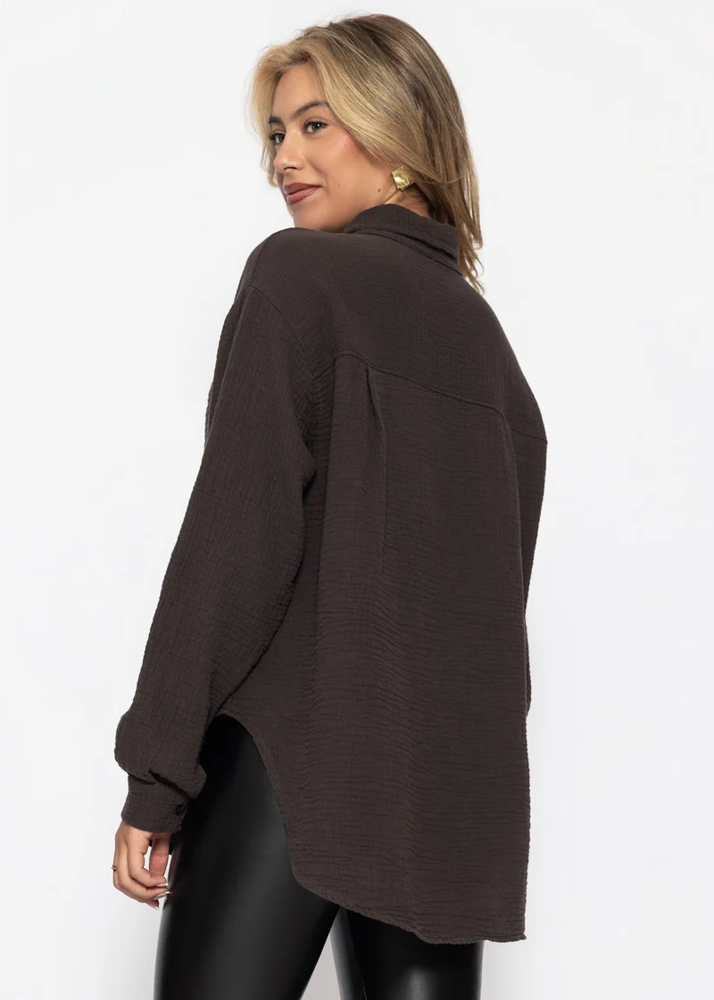 Musselin Hemdbluse - schokobraun