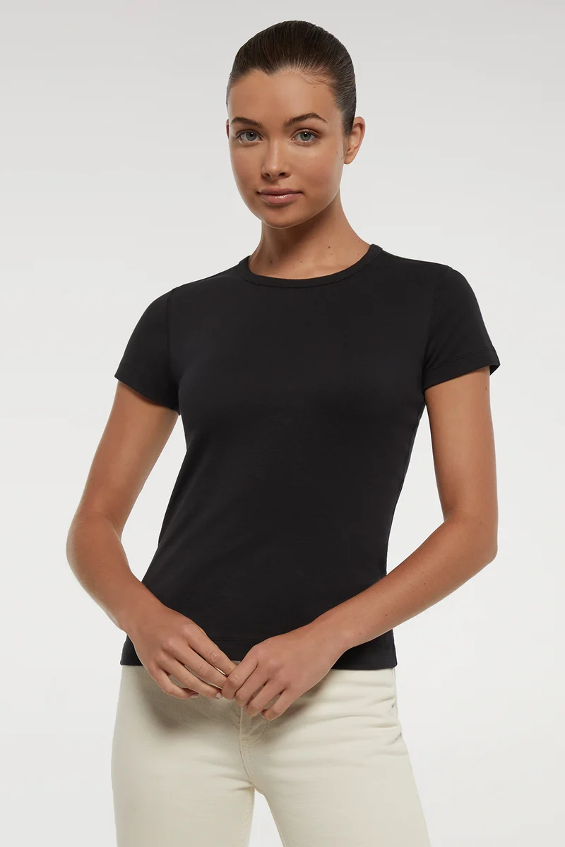 Crew-Neck Short Sleeve Tee | Black