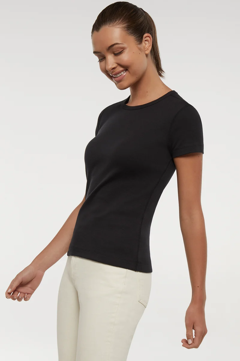 Crew-Neck Short Sleeve Tee | Black