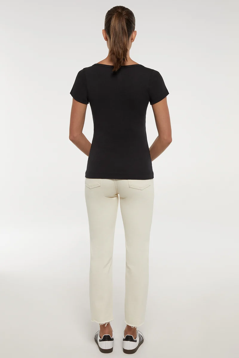 Short Sleeve Round Neck Tee | Black