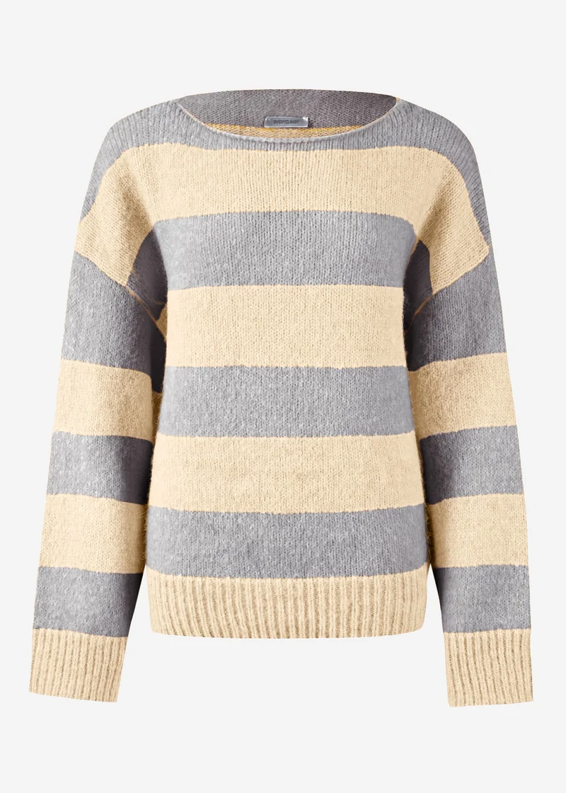 Pullover mit Blockstreifen - grau-beige