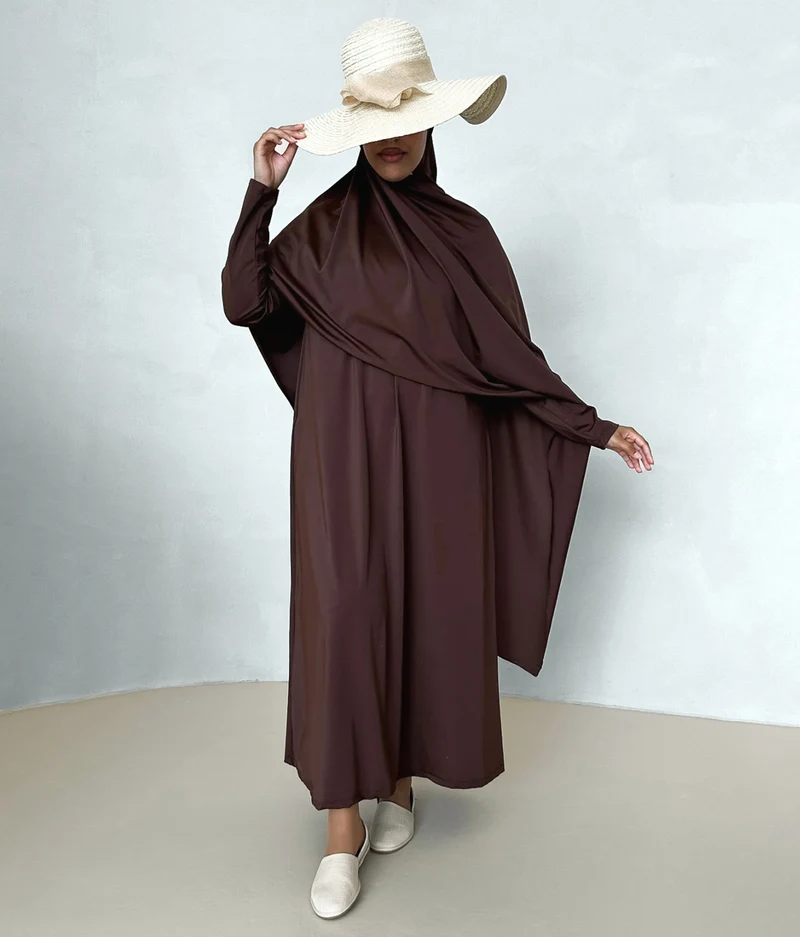 3-lagiger Burkini lang – brünett