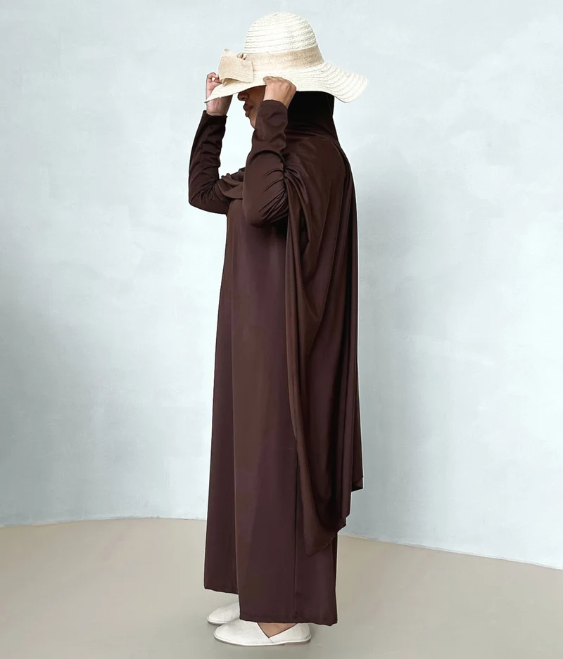 3-lagiger Burkini lang – brünett