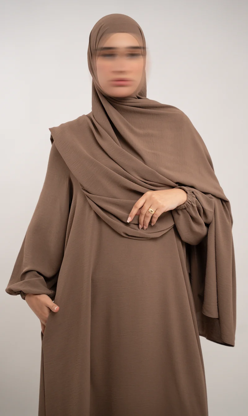 A-Linien-Puff-Jazz-Abaya R - Walnuss