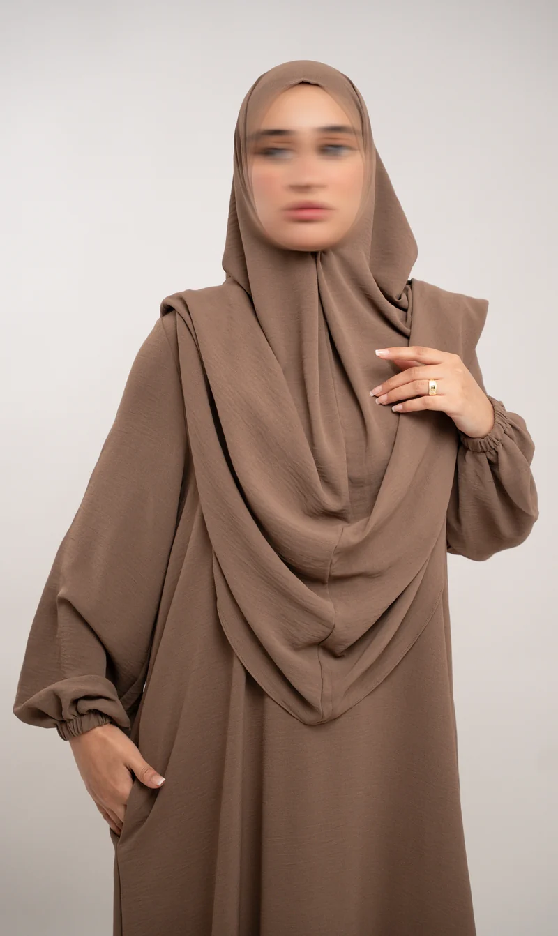 A-Linien-Puff-Jazz-Abaya R - Walnuss