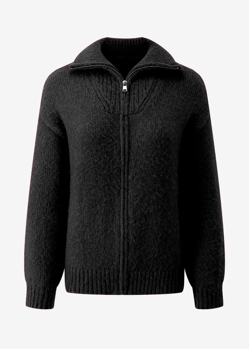 Cardigan mit Reißverschluss - schwarz