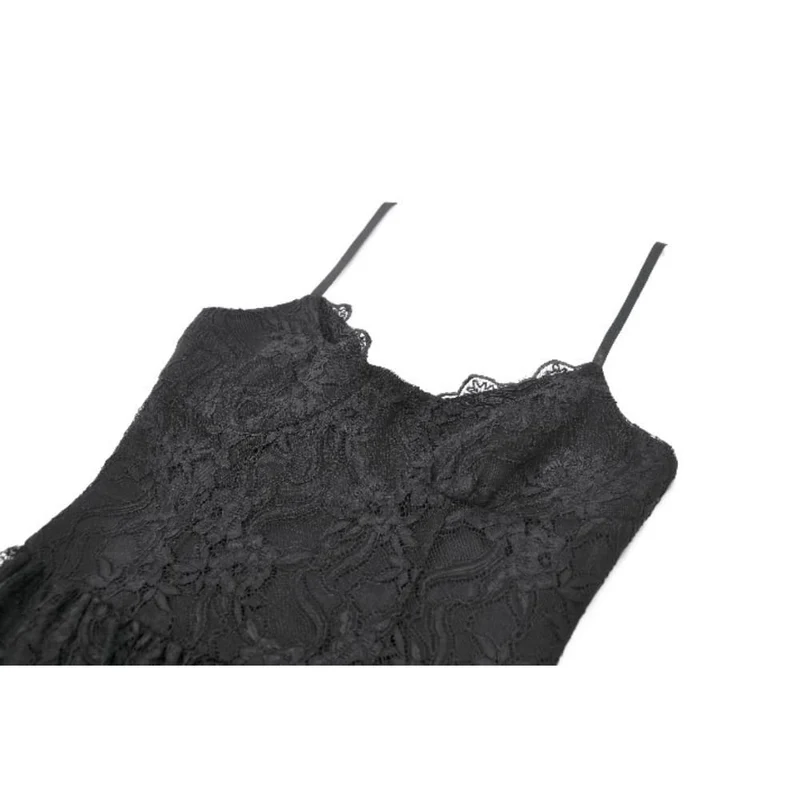 Gothic-Lagenkleid für Damen mit asymmetrischem Saum und Rüschen