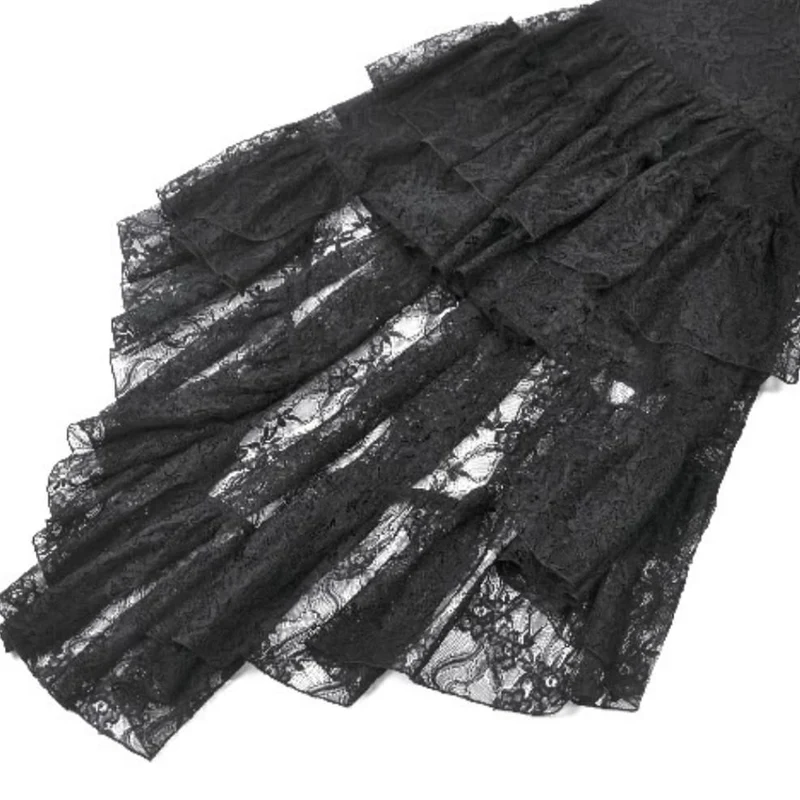 Gothic-Lagenkleid für Damen mit asymmetrischem Saum und Rüschen