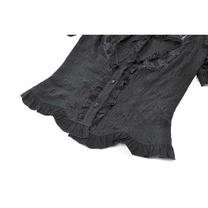 Gothic-Damenbluse mit Schnürung und abnehmbarer Schleife