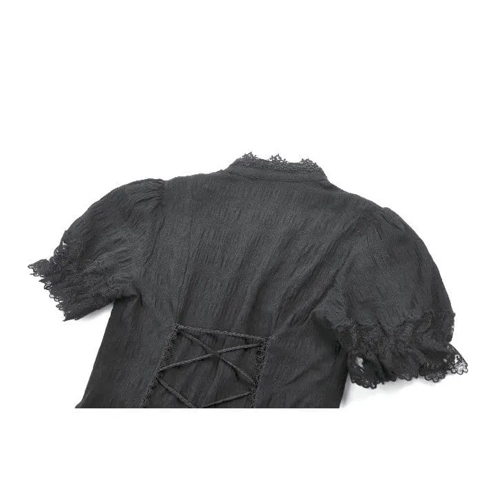 Gothic-Damenbluse mit Schnürung und abnehmbarer Schleife