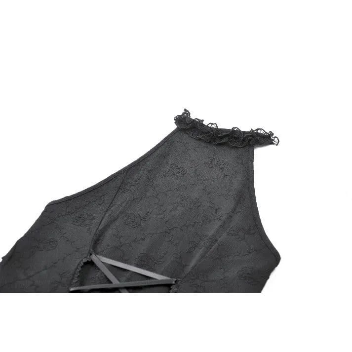 Gothic-Damenkleid mit mehreren Lagen, Rüschen und Cut-outs, Neckholder