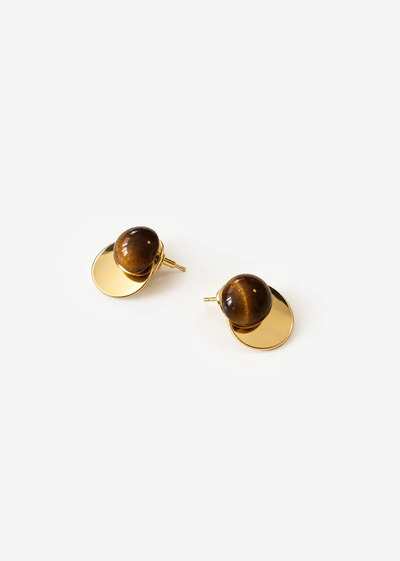 Statement-Ohrringe in Bernsteinoptik - gold