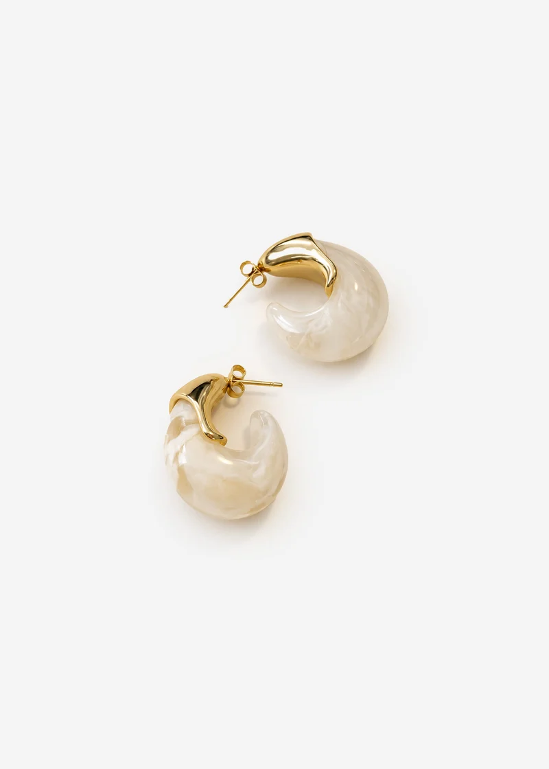 Statement Creolen - gold-offwhite