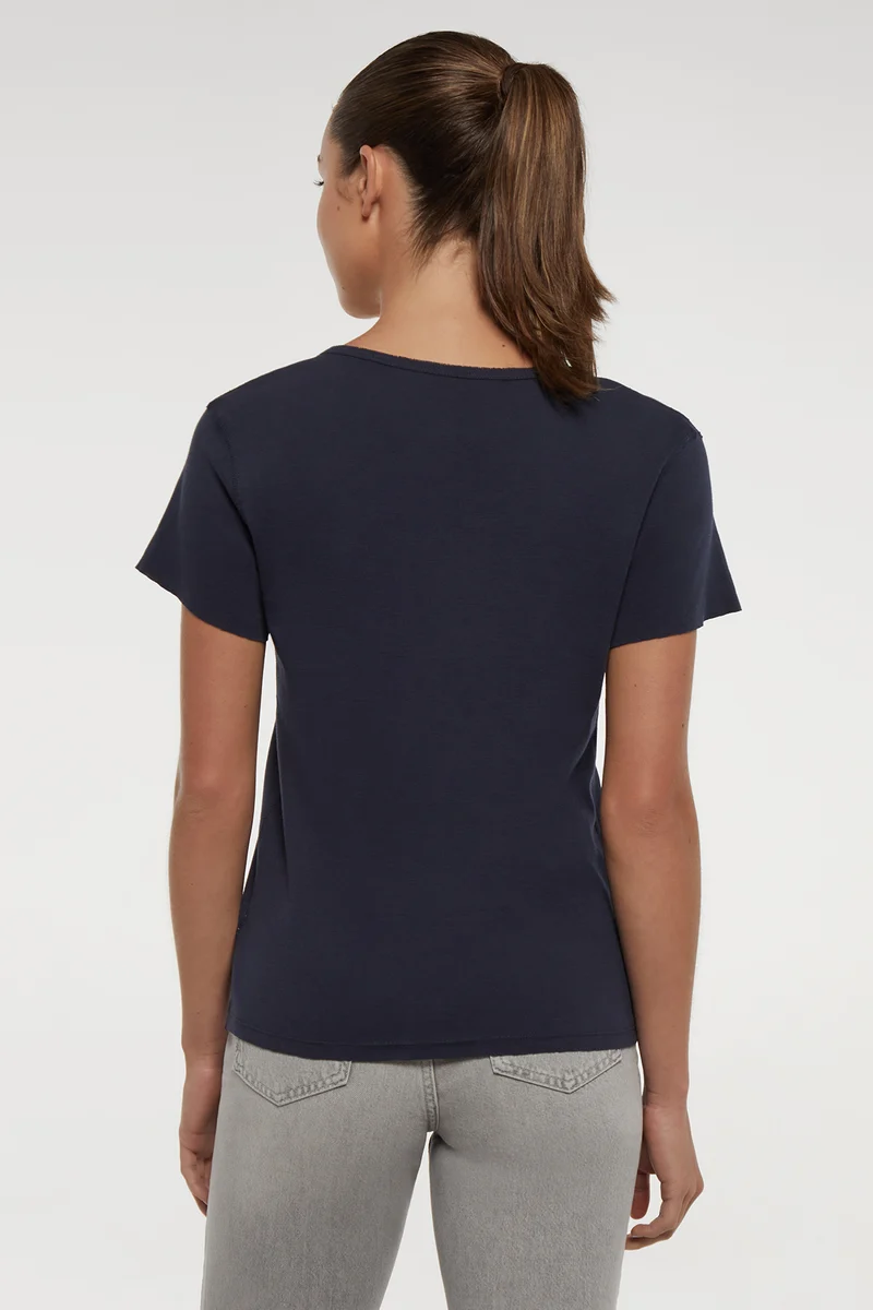V-Neck Short Sleeve Tee | Navy