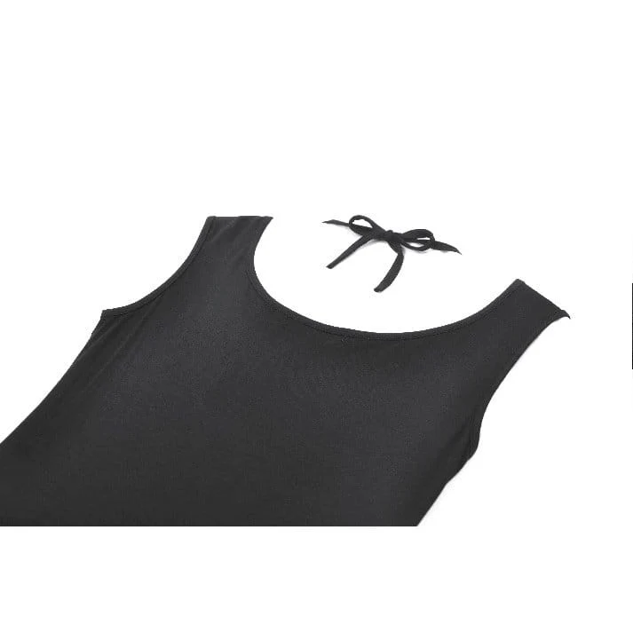 Gothic-Tanktop für Damen mit Spinnen-Ausschnitt und Neckholder