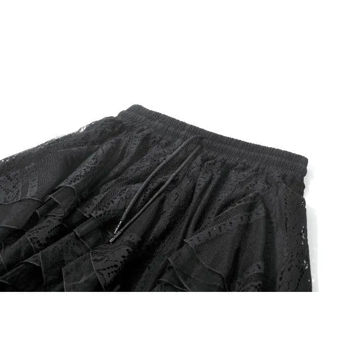 Gothic-Rock für Damen, unregelmäßig, mehrlagig, aus Mesh, lang